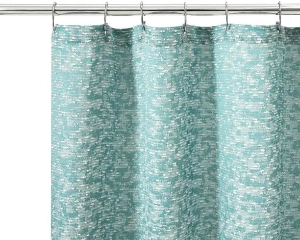 Aqua 14 Piece Jacquard Slub 72"x72" Shower Curtain Set with Liner and 12 Shower Hooks