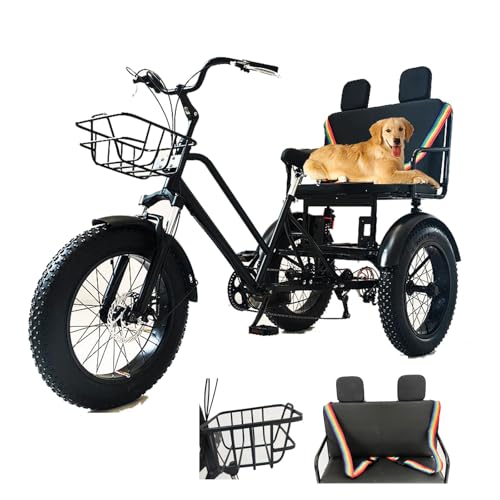 Triciclo De Pedales Para Adultos,20X4 Pulgadas Con Asiento,Para Personas Y Carga,Transmisión De 7 Velocidades,15Km/H,Llanta De Aleación De Aluminio Engrosada,Ideal Para Desplazamientos Diarios