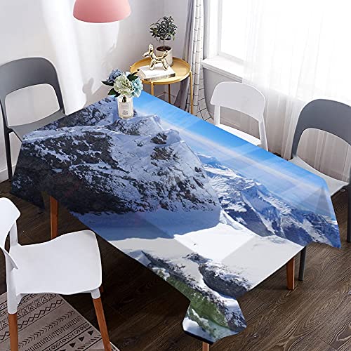 Alps Landscape Tablecloth, Waterproof Rectangular Dining Table Cover, Tablecloth for Living Room and Kitchen Decoration M-7 140x180cm