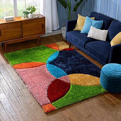 Image of Modern Soft 3D Shaggy Fur Carpets for Living Room Thick Fluffy Rugs for Bedroom, 7x7 Feet Square Multi Color