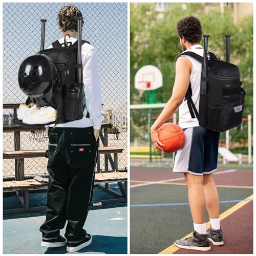 GRANDUP Baseball, Softball, soccerball, Rugby, Gym, Yoga – Spacious and Versatile Sports Bags For All Ages Equipment Bags Black - Thumbnail 7