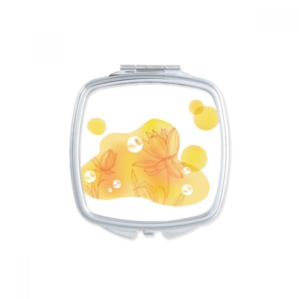 Miroir carré maquillage compact portable double réflexion avec fleur de lotus