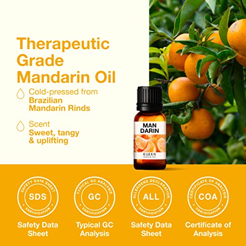 Kukka Mandarin Essential Oil (0.34 Fl Oz) - Fresh, Citrusy Scent #TOP5