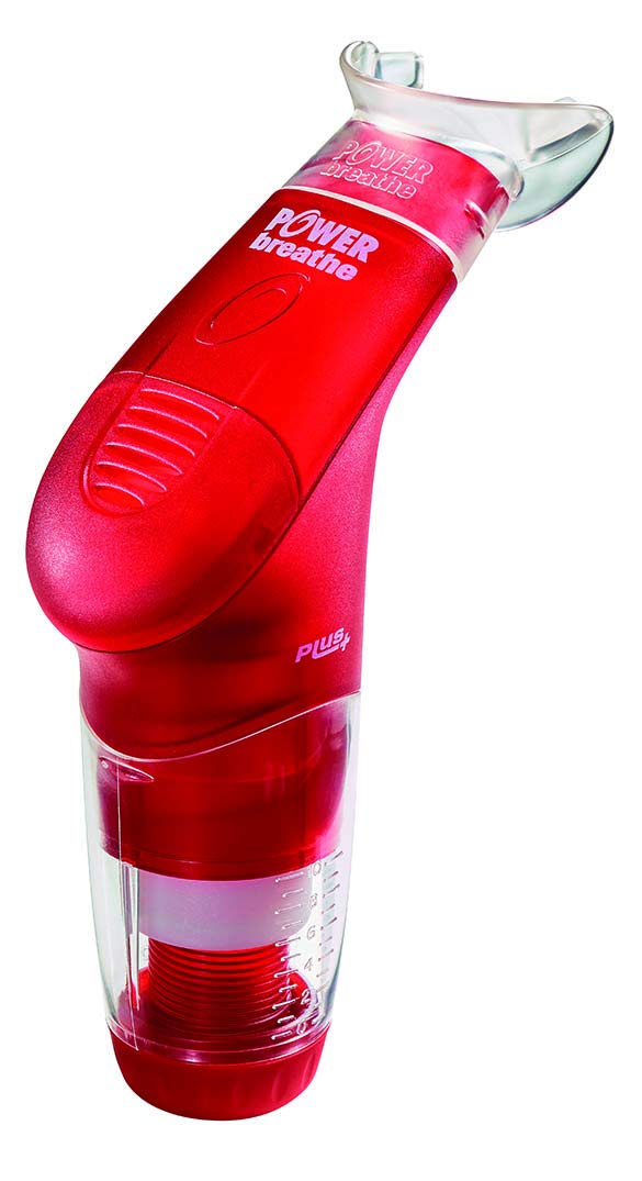 POWERBREATHE Plus Sport - Allenatore respiratorio ad alta resistenza, per rafforzare la muscolatura respiratoria, con 11 livelli, strumento di allenamento respiratorio per esercizi di respirazione