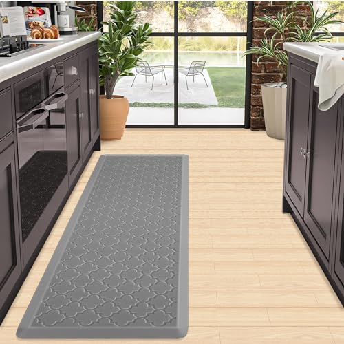 JEEDOVIA Kitchen Mat Cushioned Anti Fatigue, 1/2 Inch Thick Waterproof Non-Slip Kitchen Runner Rug, Heavy Duty Ergonomic Comfort Standing Desk Mat for Kitchen, Office, Laundry, 17.3