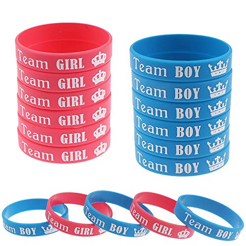 48Pcs Gender Reveal Bracelets, Includes 24 Pieces Team Boy Wristbands And 24 Pieces Team Girl Wristbands For Baby Shower Party Gender Reveal Party Supplies,Silicone Wristbands #TOP11
