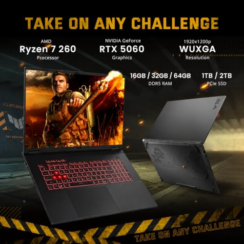 Image of ASUS TUF 18 inch Gaming Laptop, NVIDIA RTX 5060, 32GB DDR5, 2TB SSD
