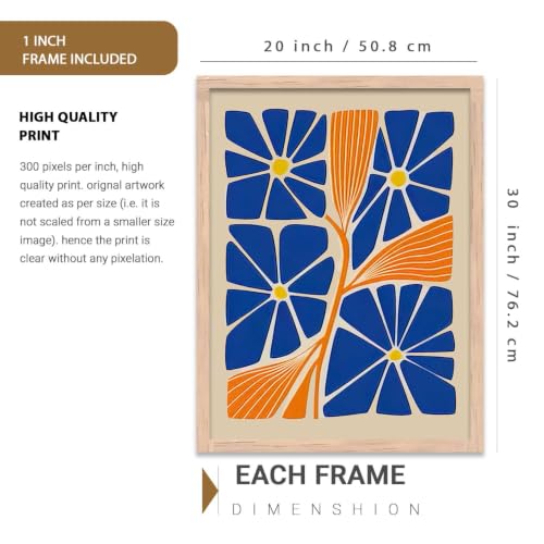 Image of kotart Boho Art Home Decoration Paintings With Frame For Living Room Bed Room Hotel Wall Decor Digital Reprint Set of 3 (20x30 Inch)