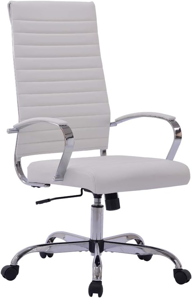 Sidanli White Computer Chair, Modern Desk Chair Conference Chairs with Faux Leather