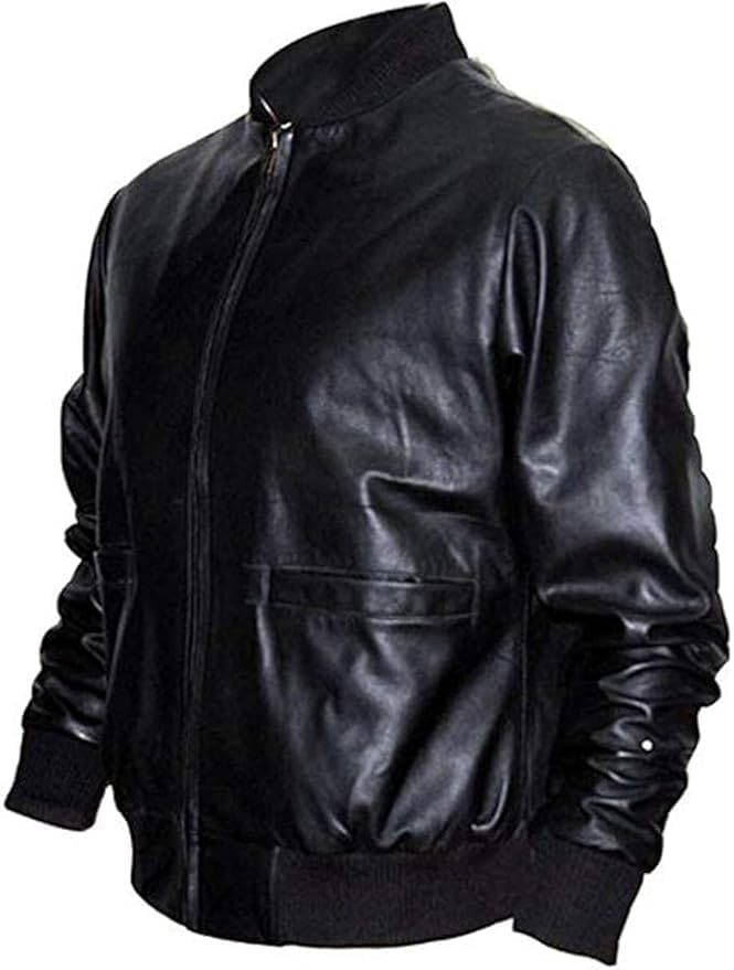Rocky Balboa Tiger Leather Jacket For Men Black Bomber Style Jacket2
