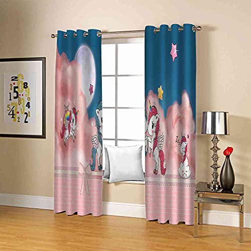 Rideau Occultant 3D Cheval Blanc Rideaux à Oeillets Thermiques Fenêtre Chambre Salon Moderne