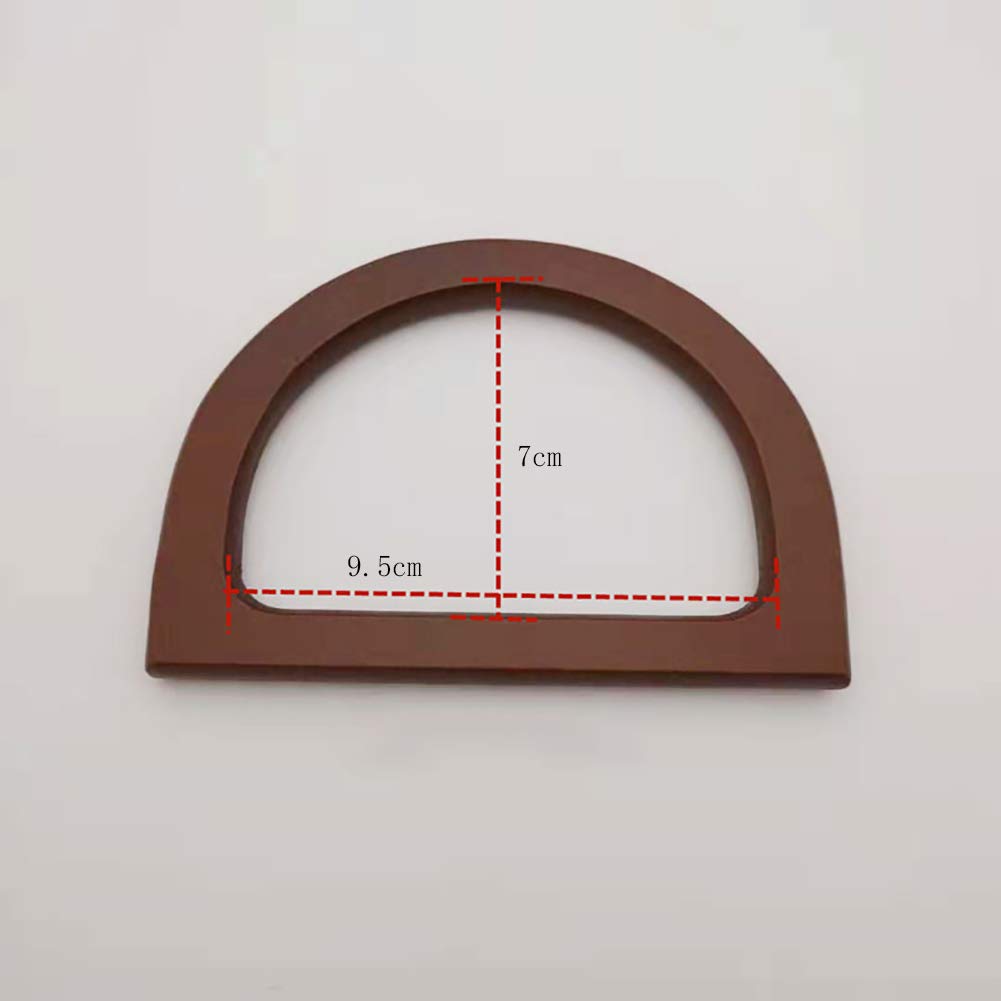 2 asas de madera en forma de D, asas de repuesto para bolsos hechos a mano, manualidades, color marrón