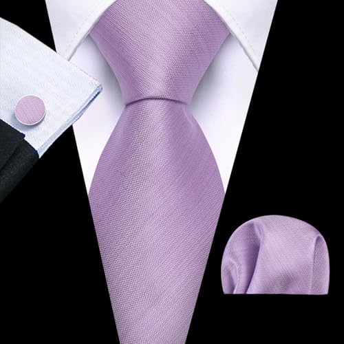 Image of Barry.Wang Plain Men Silk Ties Extra Long Satin Necktie for Wedding Business Handkerchief Cufflinks Set Solid Colors