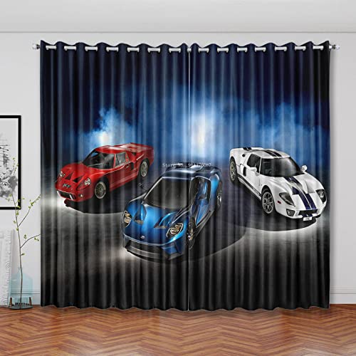 Rideau Occultant Isolant Thermique Voiture De Sport Rideaux pour Salon et Chambre, Design Moderne à Oeillets 2 Panneaux 91.5(L) x214(H) cm Cover