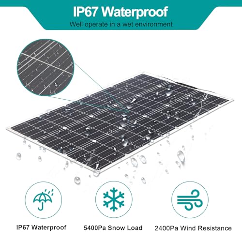 Monocrystalline Solar Panel Kit System 100W Flexible Solar Module 10A 12V/24V Solar Charge Controller Marine Solar Cable for Truck Roof,Off-Grid System,Camping,12V Battery,Balcony Solar System - Image 4
