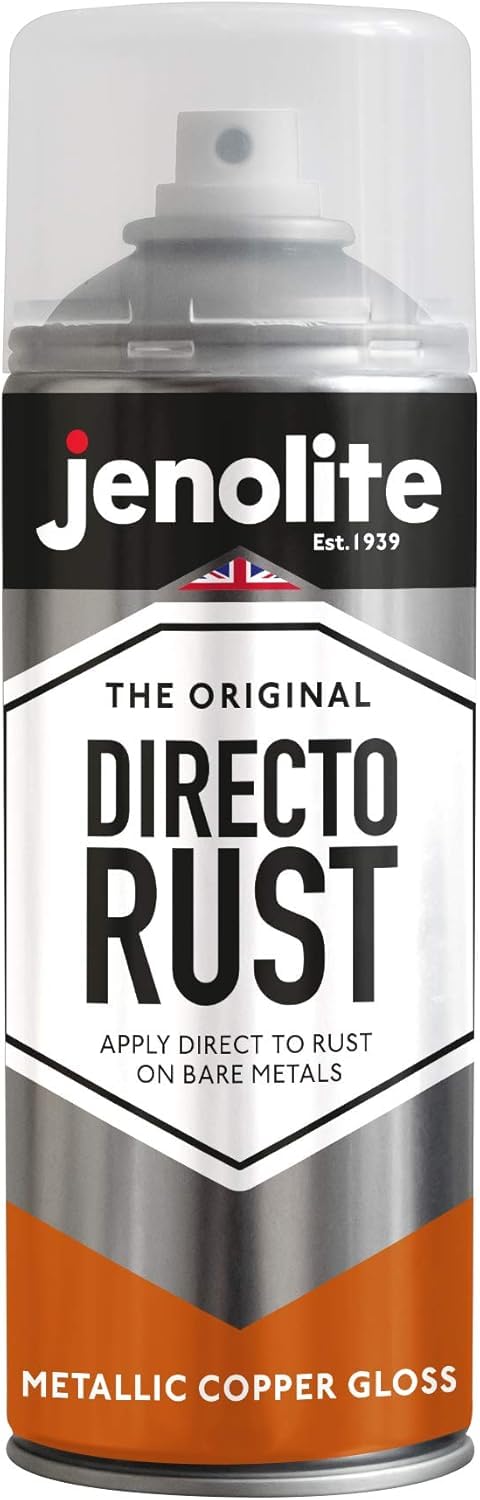 JENOLITE Directorust Metallic Gloss Spray Paint | COPPER | 400ml | Multi-Surface Copper Spray Paint for Metal, Wood, Plastic | All-In-OnePrimer, Undercoat and Topcoat | Interior & Exterior