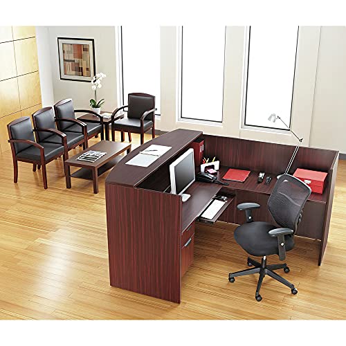 Alera Alera Valencia Series Reception Desk With Transaction Counter, 71" X 35.5" X 29.5" To 42.5", Mahogany #TOP6