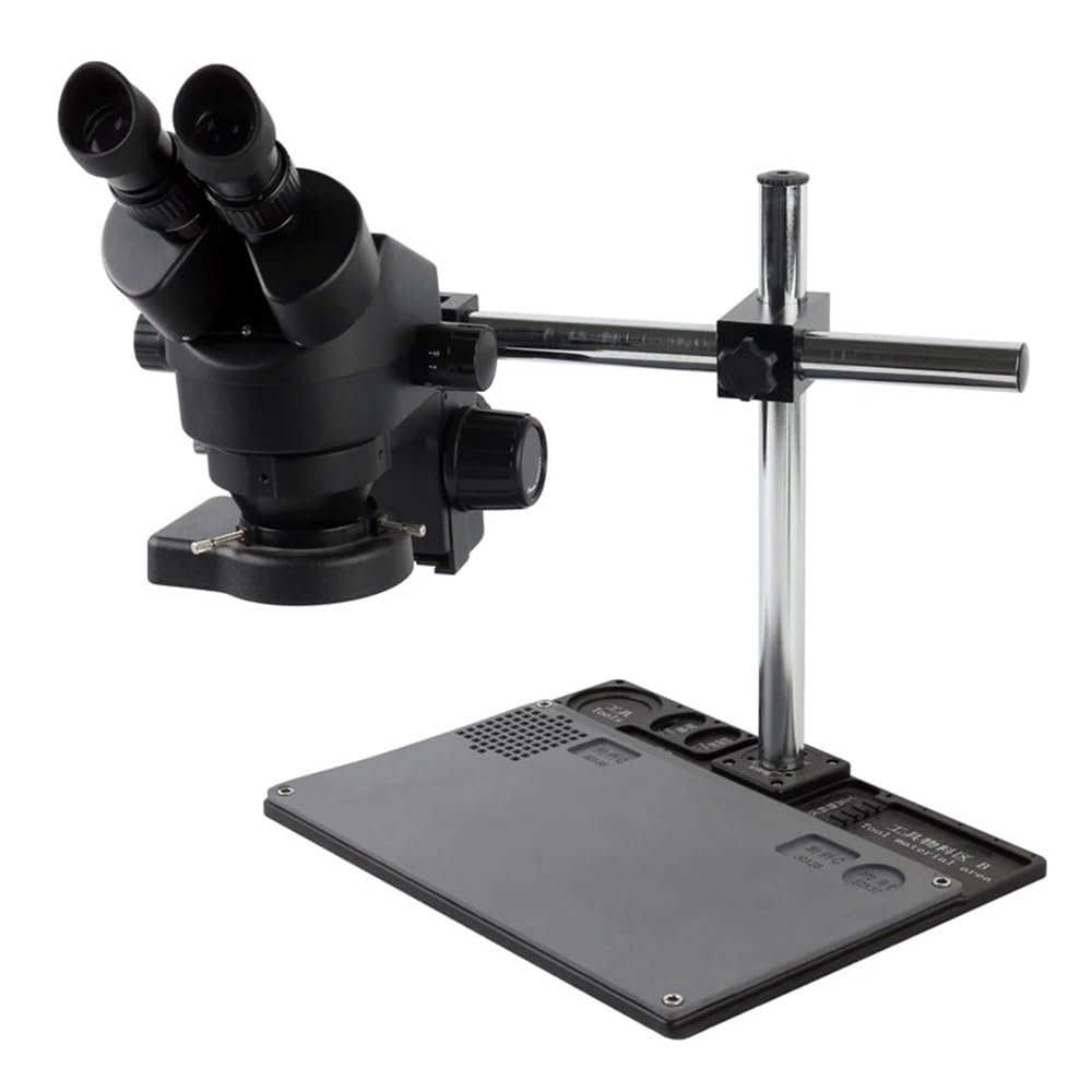 Microscope Accessories Kit 7X-45X Continuous Zoom Binocular Microscope Stereo Microscope + 144 LED Ring Light + Multifunction Aluminum Alloy Stand Microscope Slides