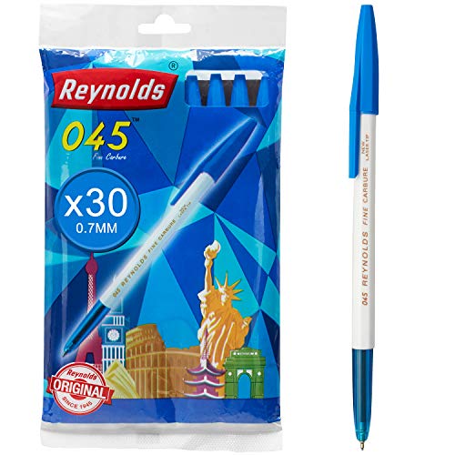 Reynolds Bolígrafo I ligero con agarre cómodo para escritura extra suave, papelería escolar y de oficina | 045 paquete de 30 unidades, azul
