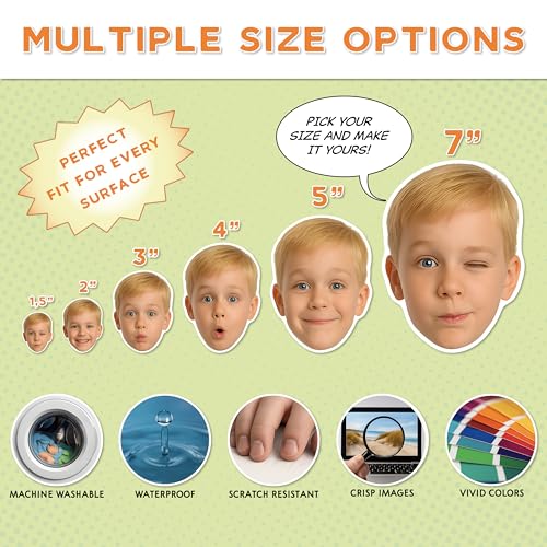 Custom Face Stickers, Personalized Stickers with Your Own Photo Die Cut, Optional Pack Pieces 25, 60, 120, 250 & 500, 6 Sizes, Customize Face Sticker for Kids - Customizable Waterproof Sticker - Thumbnail 2