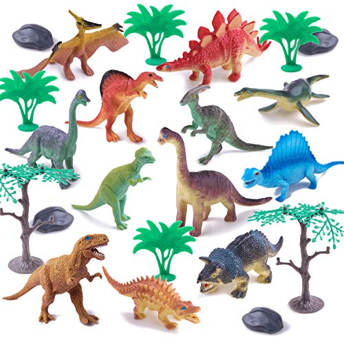 Peruser Realistic Looking Dinosaurs Pack of 12 Educational Dinosaur Toy Box, Including T-Rex,Triceratops, etc