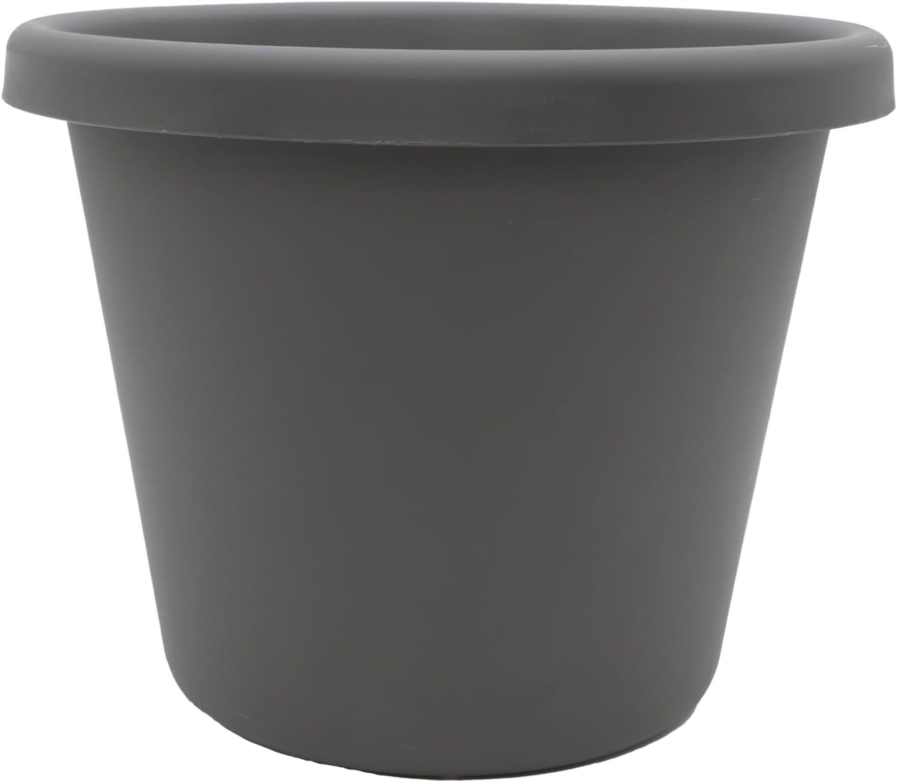 Classic Round Plastic Plant Pot w/Rolled Rim - Lightweight & UV Resistant Flower Pot for Herbs & More - Outdoor & Indoor Plant Pots w/Drainage (14 inch Warm Gray, Pack of 1)