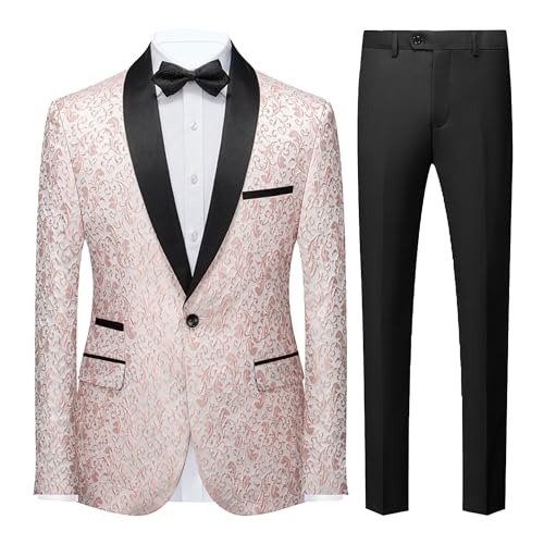 Veste Pantalon Set Hommes Fleurs Jacquard Robe Smoking de Bal