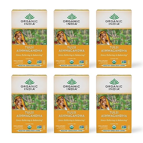 Why More Women Are Turning to Ayurveda for Hormonal Health 3 ORGANIC INDIA Calming Tulsi Ashwagandha Tea - Organic Tea Bags, Holy Basil, Vegan, USDA Certified Organic, Non-GMO, Caffeine Free - 18 Infusion Bags, 6 Pack