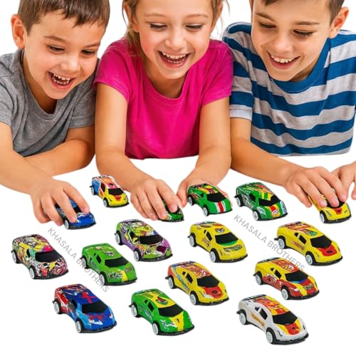 Image of Khasala Brothers 12 Pack Mini Metal Die Cast Car for Kids, Metal Racers Series High-Speed Friction Powered Vehicles Push go Cars for Toddlers Kids Gift (Pack of 12 Cars)