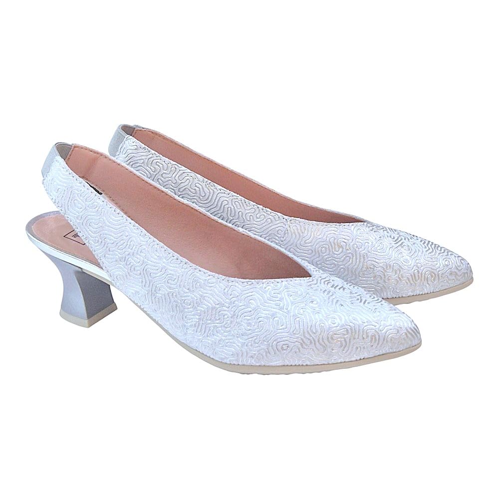 Pitillos - Zapato de Piel con tacón Medio,Destalonado,elástico en el Tobillo,clásico,salón,Punta Fina, para: Mujer