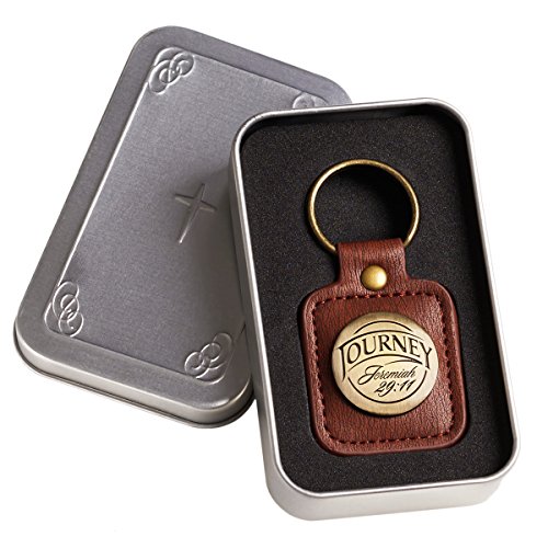 Brown Faux Leather Keychain | Journey - Jeremiah 29:11 | Christian Gifts