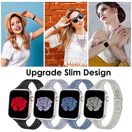Bandiction-4-Pack-Lace-Silicone-Bands-Compatible-with-Apple-Watch-Band-38mm-40mm-41mm-42mm-44mm-45mm-49mm-Women-Slim-Thin-Hollow-out-Sport-Wristband-for-iWatch-Series-9-Ultra-8-SE-7-6-5-4-3-2-1