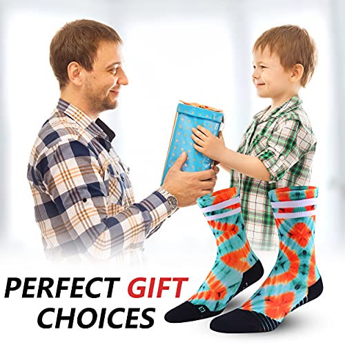 Huso Funny Novelty Sports Gift Socks Unisex, Fashion Colorful Print Hiking Trekking Compression Quick Wicking Mountain Biking Socks 4 Pairs (Argyle, Rainbow, Stripe, L/Xl) #TOP5