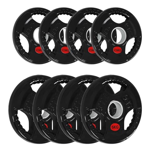 ALLinLIFE Discos Pesas, Ø30mm - Total 30 kg, Discos Mancuernas de Hierro Fundido, Antideslizante/Impermeable, Discos de Pesas Metálicas para Barras Olimpicos (Ø30mm-2.5kg*4 y 5kg*4)