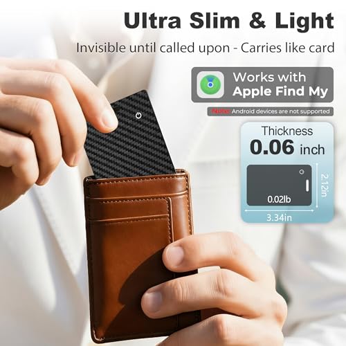 Image of [Apple MFi Certified] 2 Pack Wallet Tracker Card with Apple Find My (iOS Only) Rechargeable Air Tracker Tags Bluetooth Wallet Finder IP68 Waterproof GPS Tracker Item Finder for Keys, Bags, Passport