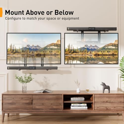 Image of Perlegear Soundbar Mount, Sound Bar Mount with Holes /Without Holes, Sound Bar Mounts Under TV up to 15 lbs, Non-Slip Base Holder Extends 3.5 inch to 6 inch, Attach Speaker to TV or Wall