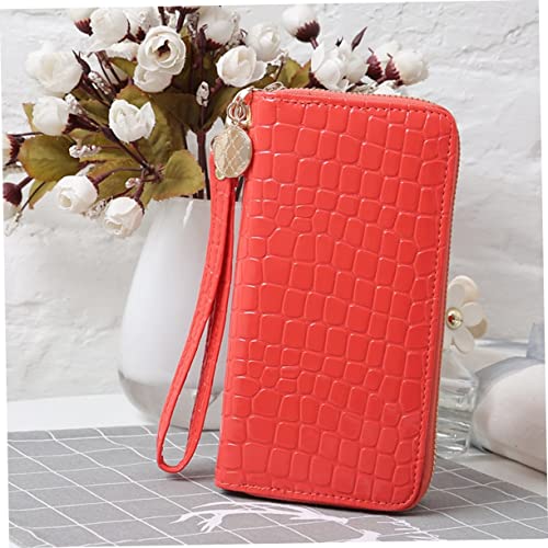 Double Zipper Large Capacity Patent Leather Wallet for Women Stylish PU Leather Long Purse Watermelon Red Portable Design for Everyday Use2