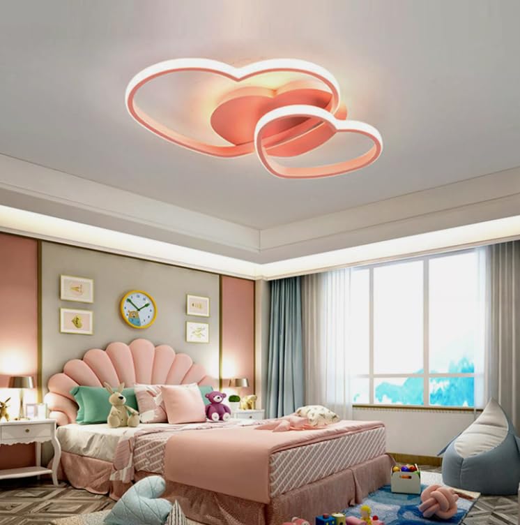 Lampada da soffitto dimmerabile, a forma di cuore, per cameretta dei bambini, camera da letto, per saloni, cucina, studio, 51 x 33 x 8 cm