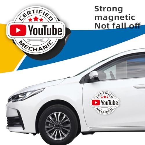 Image of Certified YouTube Mechanic Magnet Car Sticker - Funny You-Tube Mechanic Magnet Decal for Expert Mechanic - Automotive Office Gag Gift