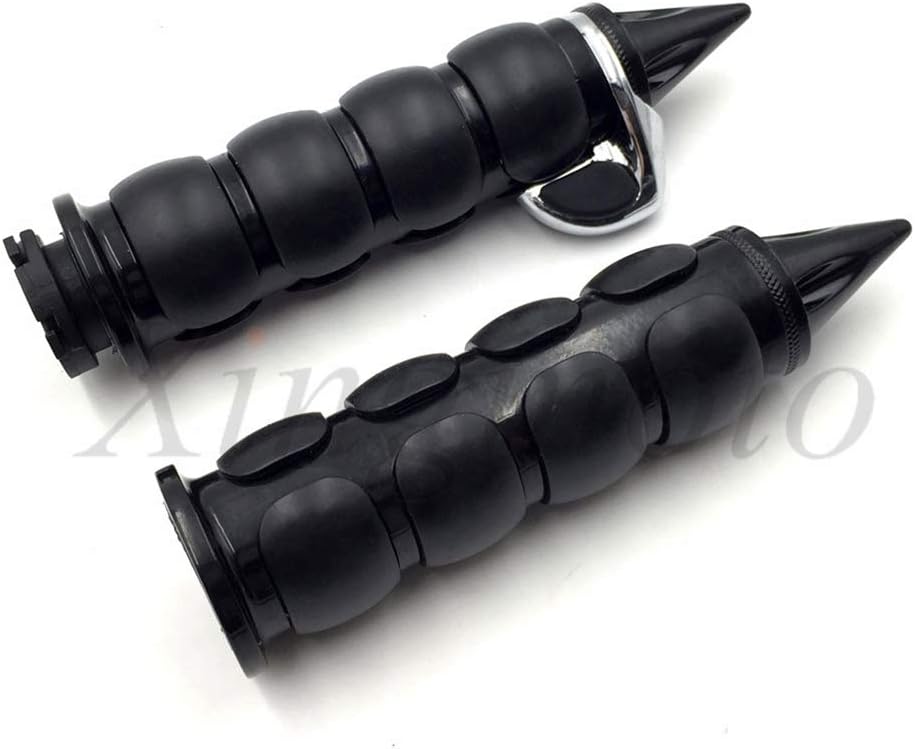 AfterMokit Replacement Motorcycle Black 25mm 1" Spike Handlebar Grips Throttle Boss for Harley Softail Dyna Sportster Electra Glide/for Kawasaki Ninja Hayabusa GSXR700 GSXR1000