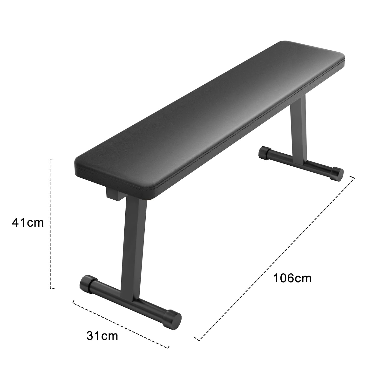 Banc Plat, Banc d'haltères Pliable, Salle de Gym à Domicile, Appareil d'exercices abdominaux, Musculation avec Coussin en Simili Cuir, Double mécanisme Verrouillage, équipement Fitness pour
