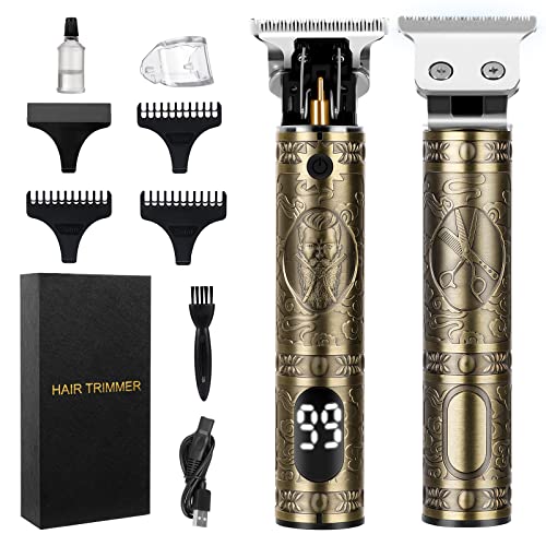 Hair Trimmer for Men, Electric Beard Trimmer, Zero Gapped Cordless Trimmer, Rechargeable T-Blade Trimmer, Professional Hair Clippers for Men, Shaver Hair Cutting Kit with LCD Display, Gifts for Men