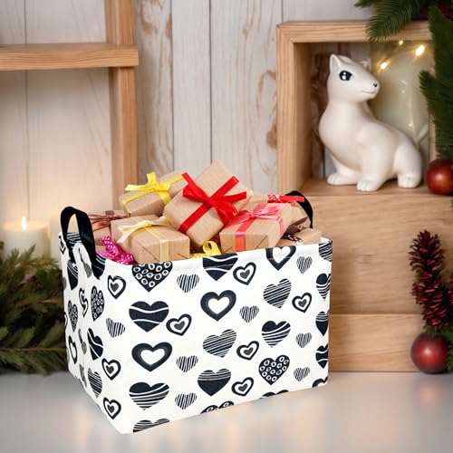 Image of Valentine's Day Basket Gift for Empty Cute Heart Large Storage Bin for Kid and Baby Room Decor (Black Creative Love)