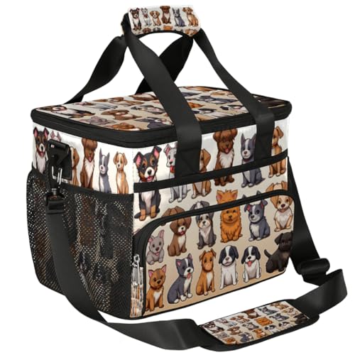 Animal Puppy Insulated Picnic Backpack Lunch Box for Women Men Picnic Basket Tote Lunch Bag Picnic Bag Portable Lunch Bags for Picnic, Beach, Work, Trip,Office, Camp Doodle Dogs
