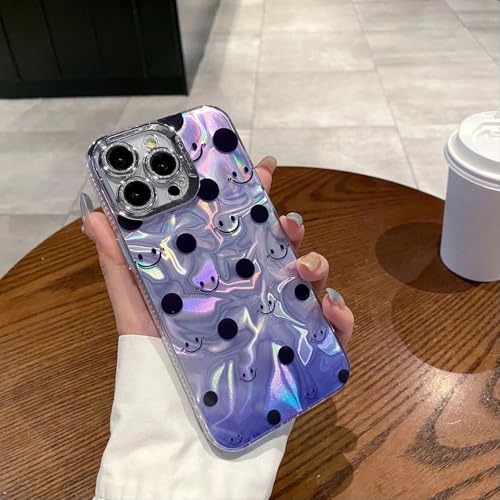 Image of PEEPERLY Back Cover Case for iPhone 13 Pro Max Scratch Resistant Anti-Slip TPU Shockproof Protective Durable Prismatic Smiley Polka Dot Case for Girls & Women