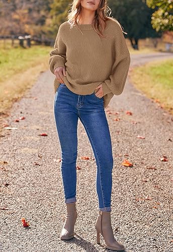 Image of PRETTYGARDEN Womens Sweaters Spring 2026 Oversized Chunky Knitted Pullover Sweater Casual Long Sleeve Crewneck Cute Sweaters