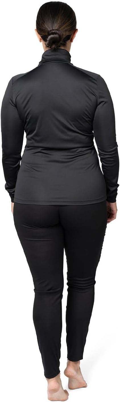 Hot Chillys Women's Peach Skins Solid T-Neck Lightweight Relaxed Fit Base Layer | Moisture-Wicking Long Sleeve Thermal Top - Image 3