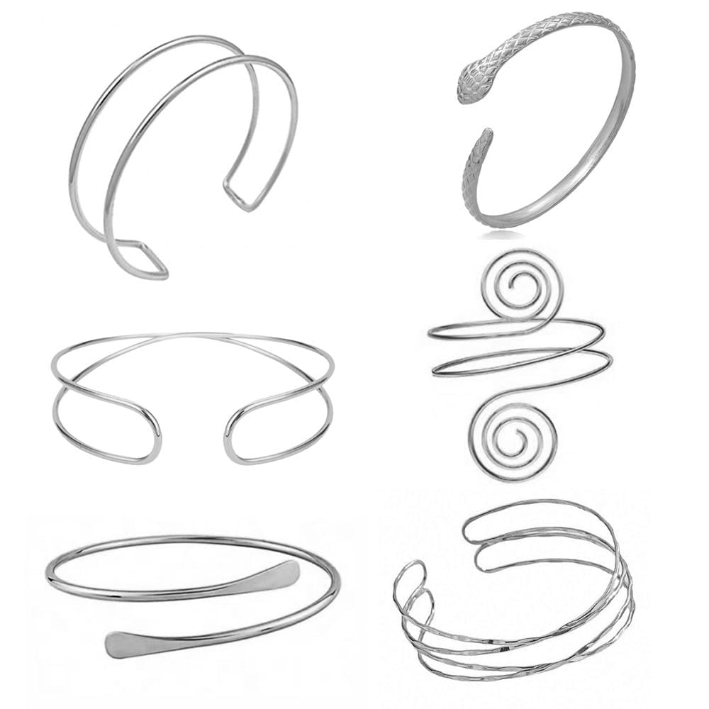 6 Piezas Pulsera De Brazo Brazalete Superior Brazalete Para La Parte Superior Del Brazo En Espiral Abierto Ajustable Mujer Estilo Boho Joyería Para Fiesta Playa Festival