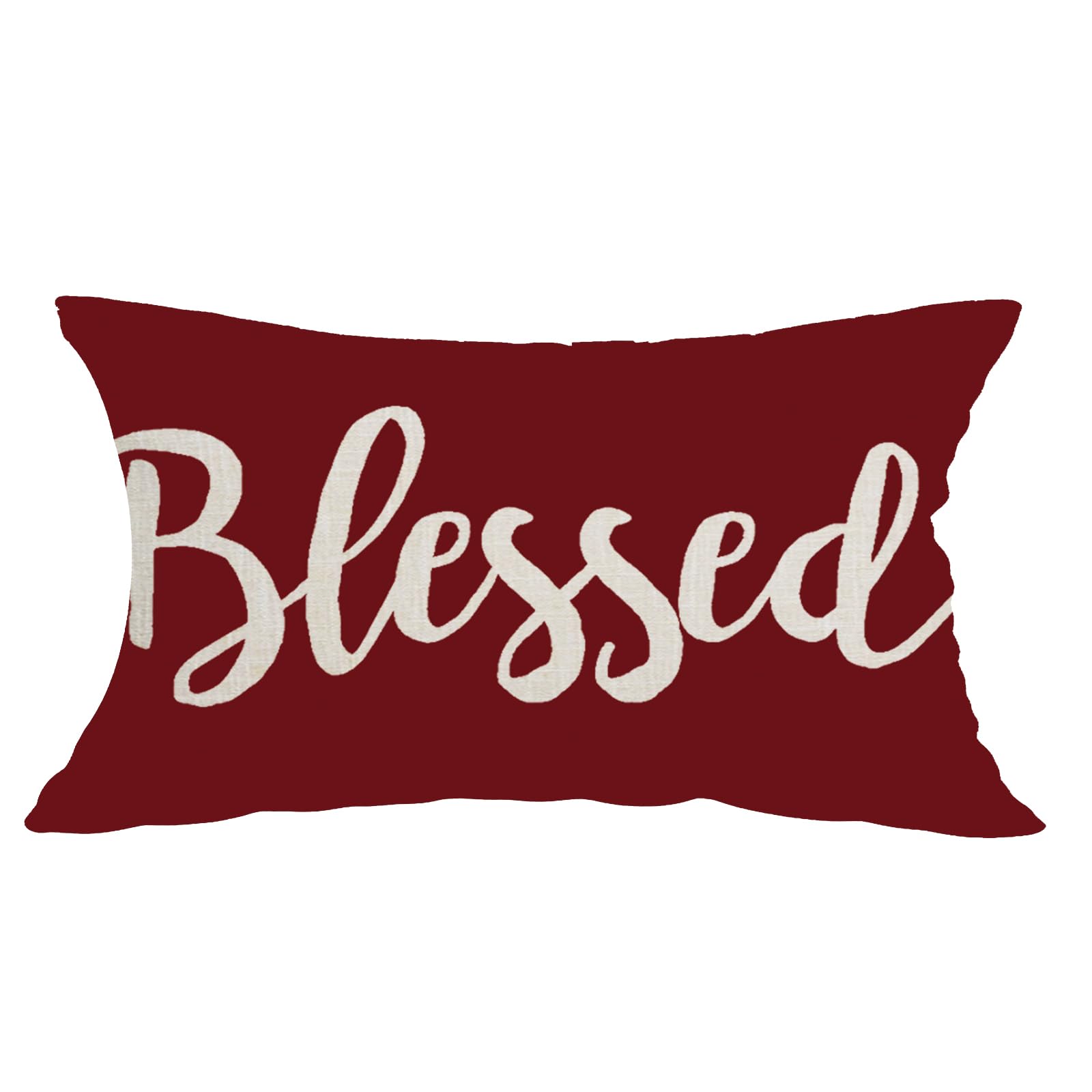 Word Art Blessed Wine Red Background Thanksgiving Day Decorative Lumbar Pillowcase Throw Pillow Cover Case Chair Sofa Bed Home Decoration Cotton Linen Rectangular 12 x 20 Inches