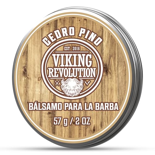 Viking Revolution - Balsamo Barba Hombre - Aceite de Argan y Jojoba - Cera Acondicionadora Sin Aclarado - Suaviza y Fortalece la Barba Hombre - Aroma de Cedro y Pino - 57g